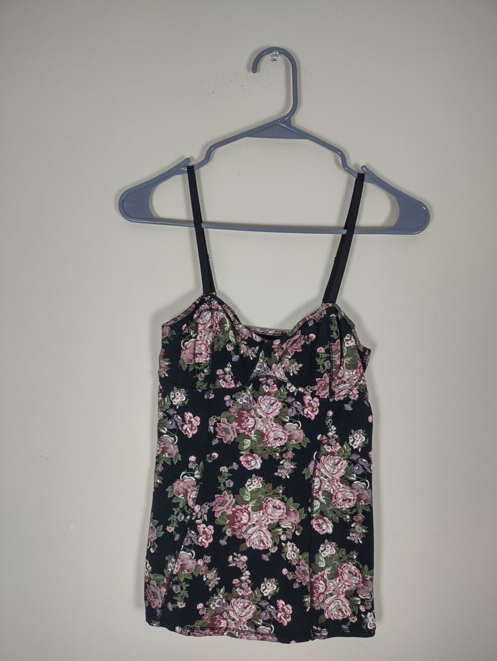 Talula Black Floral Cami with Pink Roses